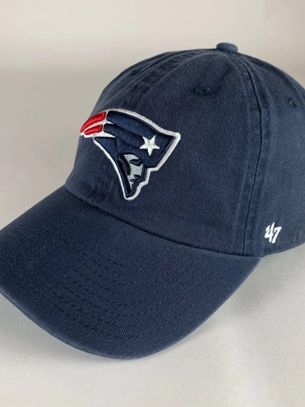 New England Patriots NFL Navy Blue 47 Brand Clean Up Relaxed Fit Strapback Hat